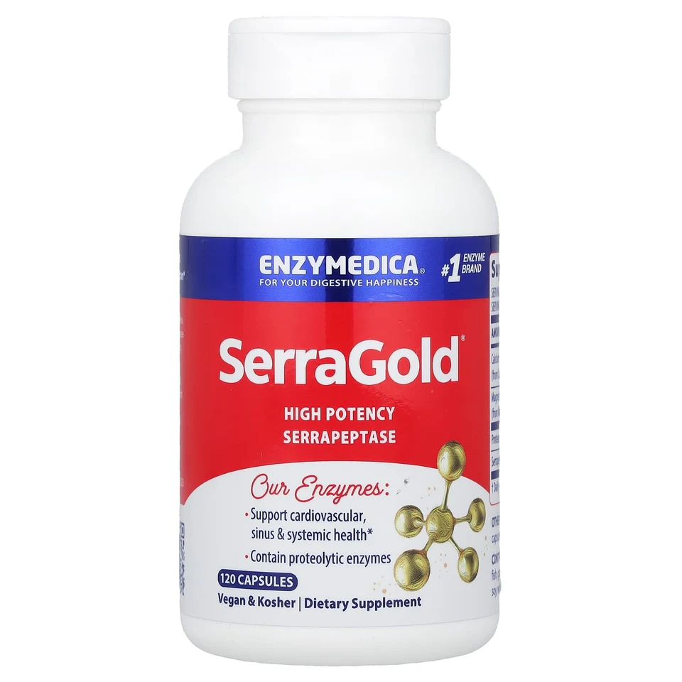 Серрапептаза Enzymedica SerraGold® High Potency, 120 капсул