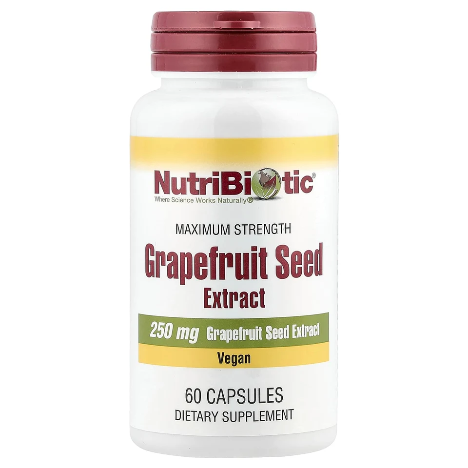 Экстракт семян грейпфрута NutriBiotic Maximum Strength, экстракт семян грейпфрута, 250 мг, 60 капсул