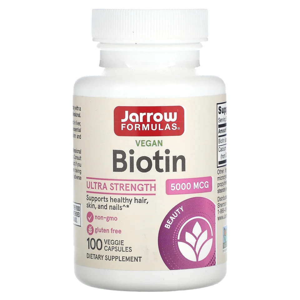Биотин Jarrow Formulas, 5000 мкг, 100 растительных капсул