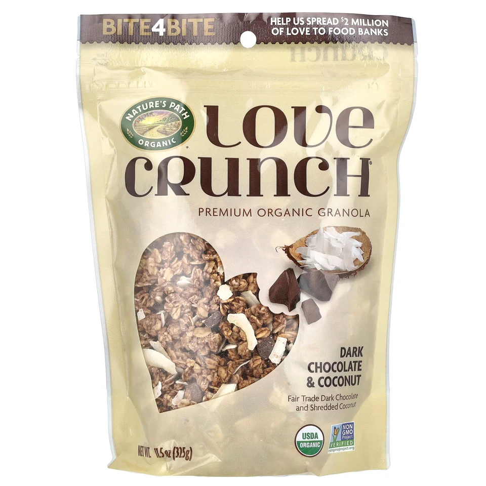 Темный шоколад Nature's Path Love Crunch® Premium Organic Granola, Dark Chocolate & Coconut, 325 г