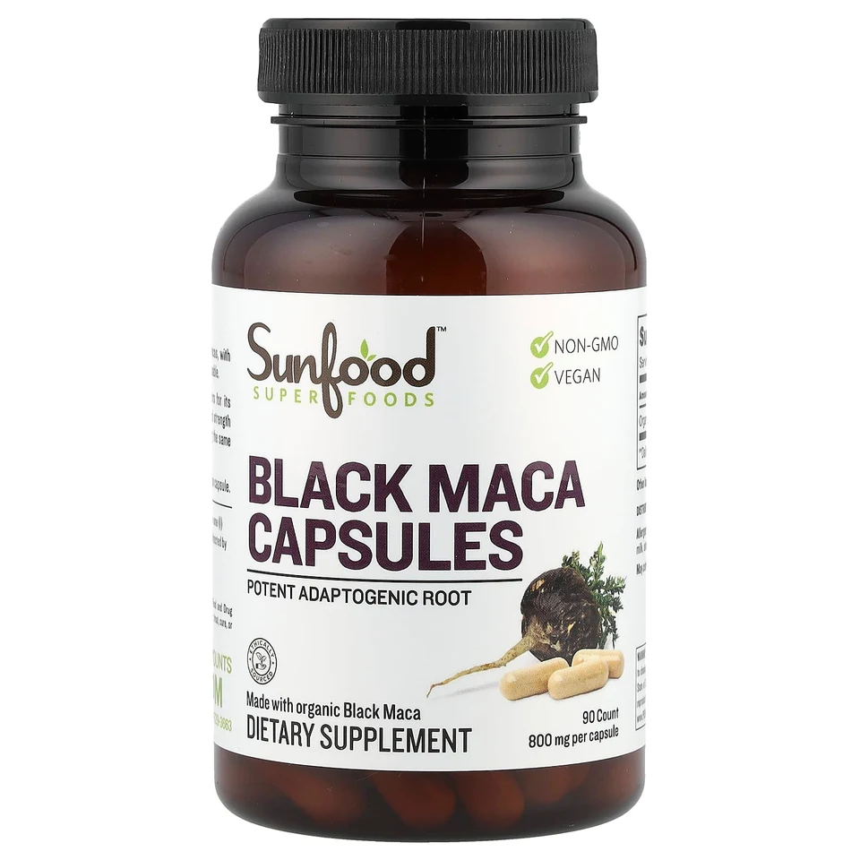 Мака Sunfood Black, 800 мг, 90 капсул