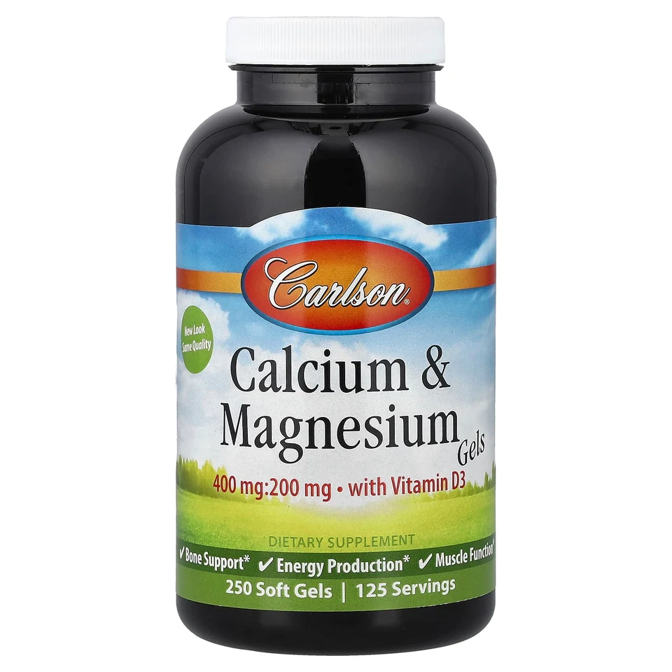 Витамин D3 Carlson Calcium & Magnesium Gels, 250 мягких капсул