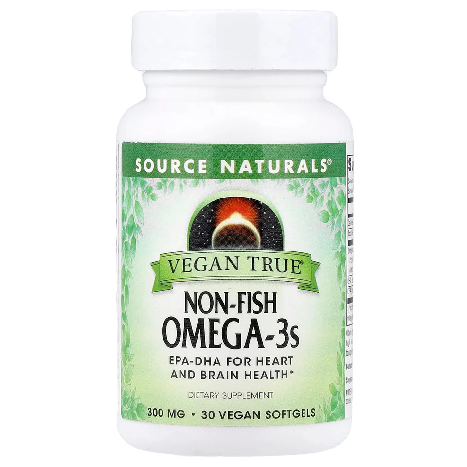 Веганская омега-3 Source Naturals Vegan True® Non-Fish Omega-3s, 300 мг, 30 мягких капсул