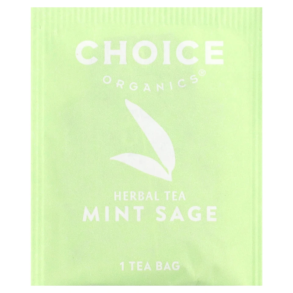 Травяной чай Choice Organics Mint Sage 16 Tea Bags, без кофеина, 29 г, чайные пакетики