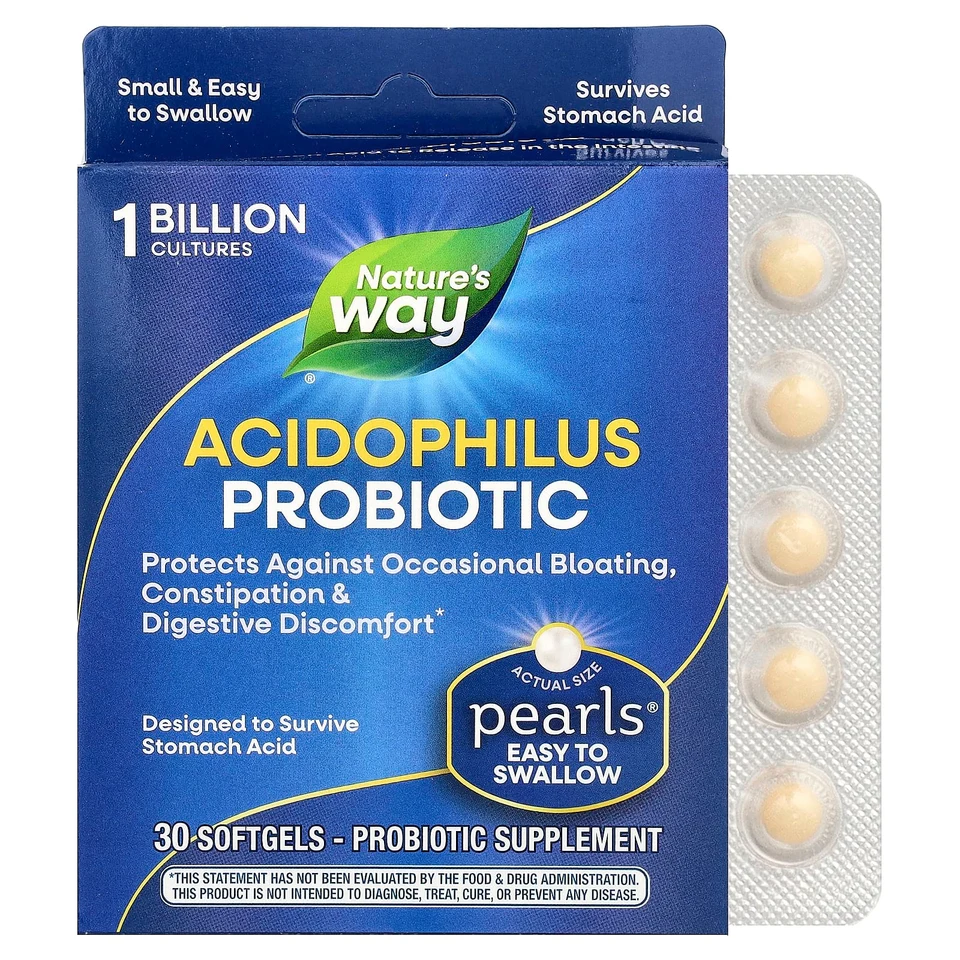 Пробиотик ацидофилус Nature's Way Probiotic Pearls®, 1 млрд КОЕ, 30 мягких капсул