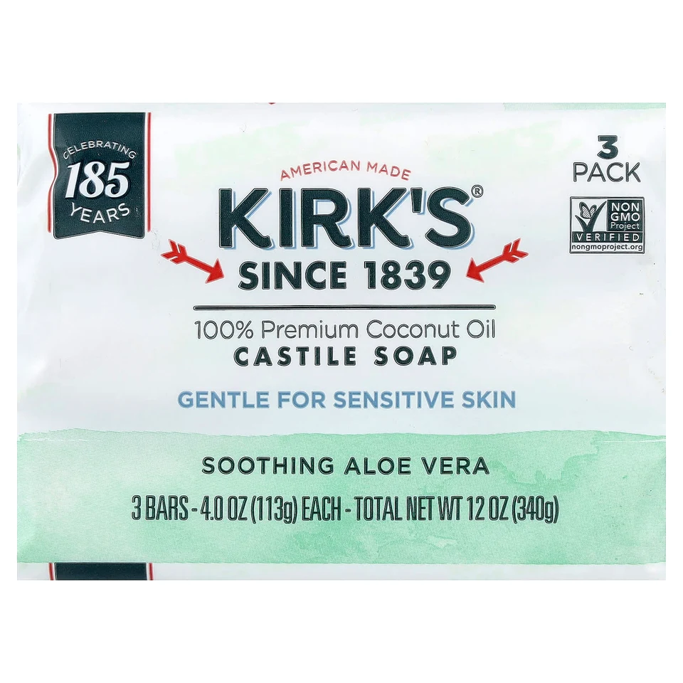 Кастильское мыло Kirk's Soothing Aloe Vera, 113 г, 3 шт.