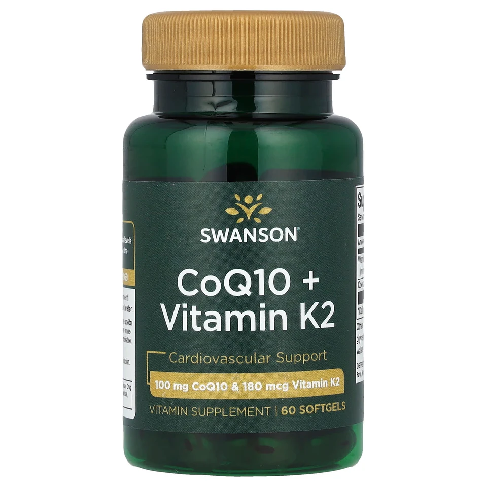 Коэнзим Q10 Swanson Vitamin K2, 60 мягких капсул