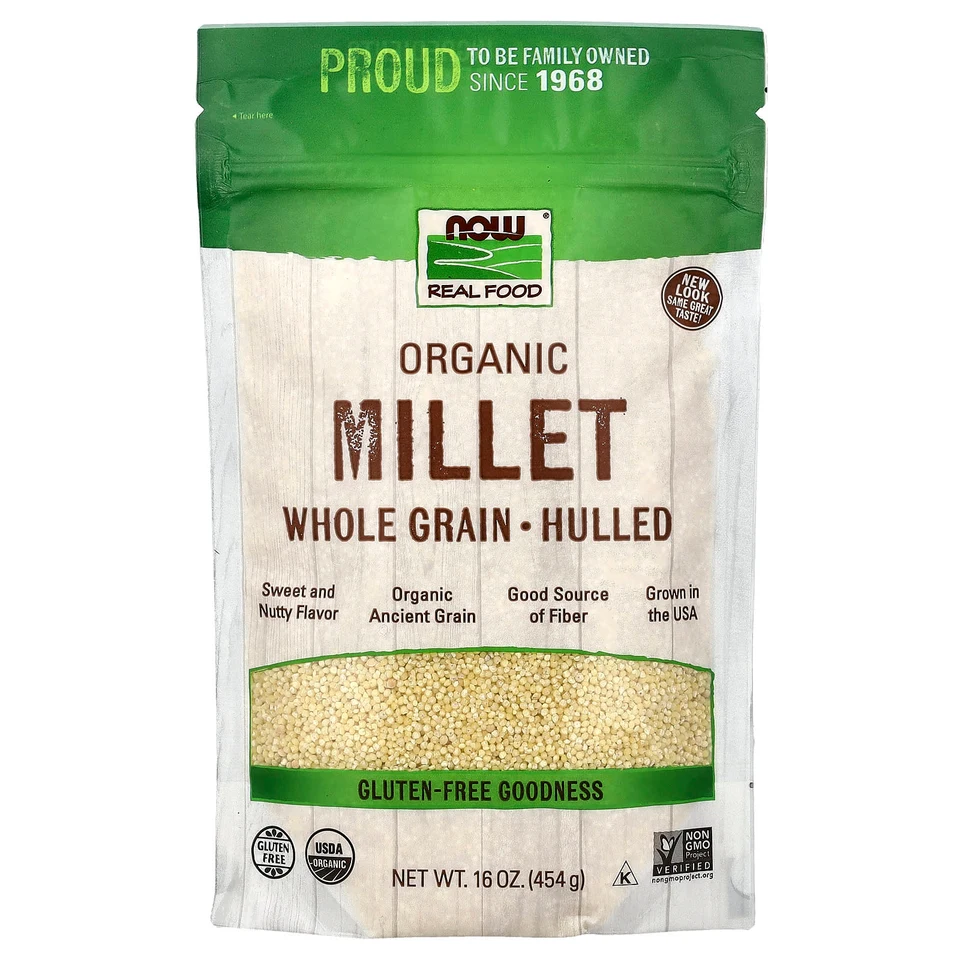 Пшено NOW Foods Whole Grain, Hulled, 454 г
