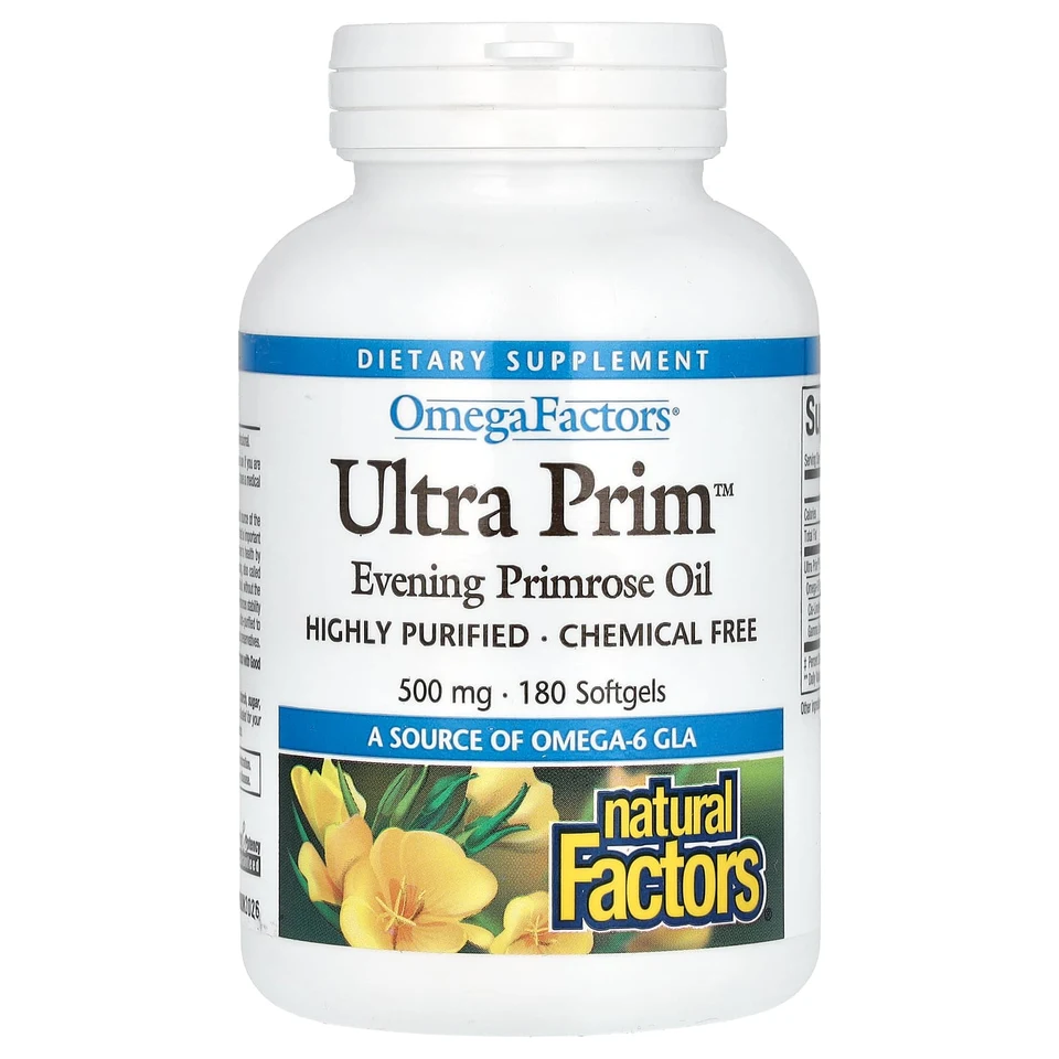 Масло примулы вечерней Natural Factors OmegaFactors Ultra Prim, 500 мг, 180 мягких капсул