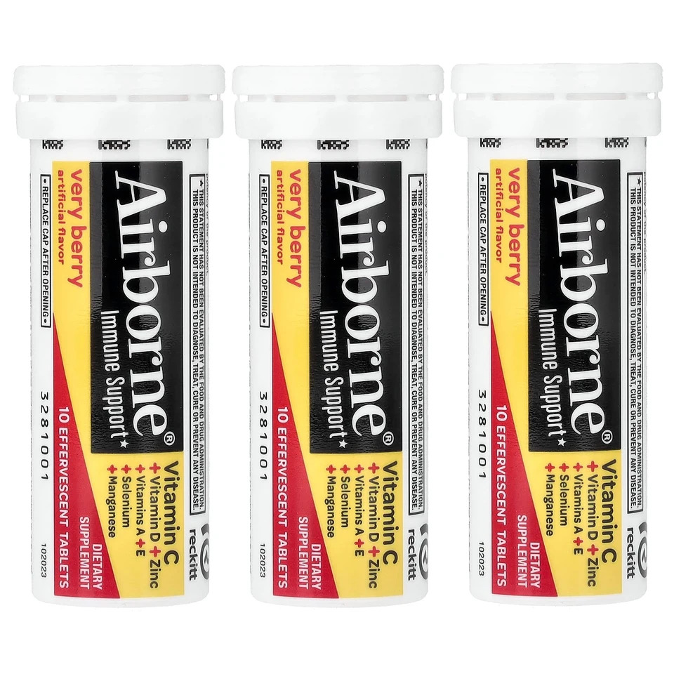 Добавка AirBorne Immune Support, вкус «ягодный микс», 3 тубы, таблетки