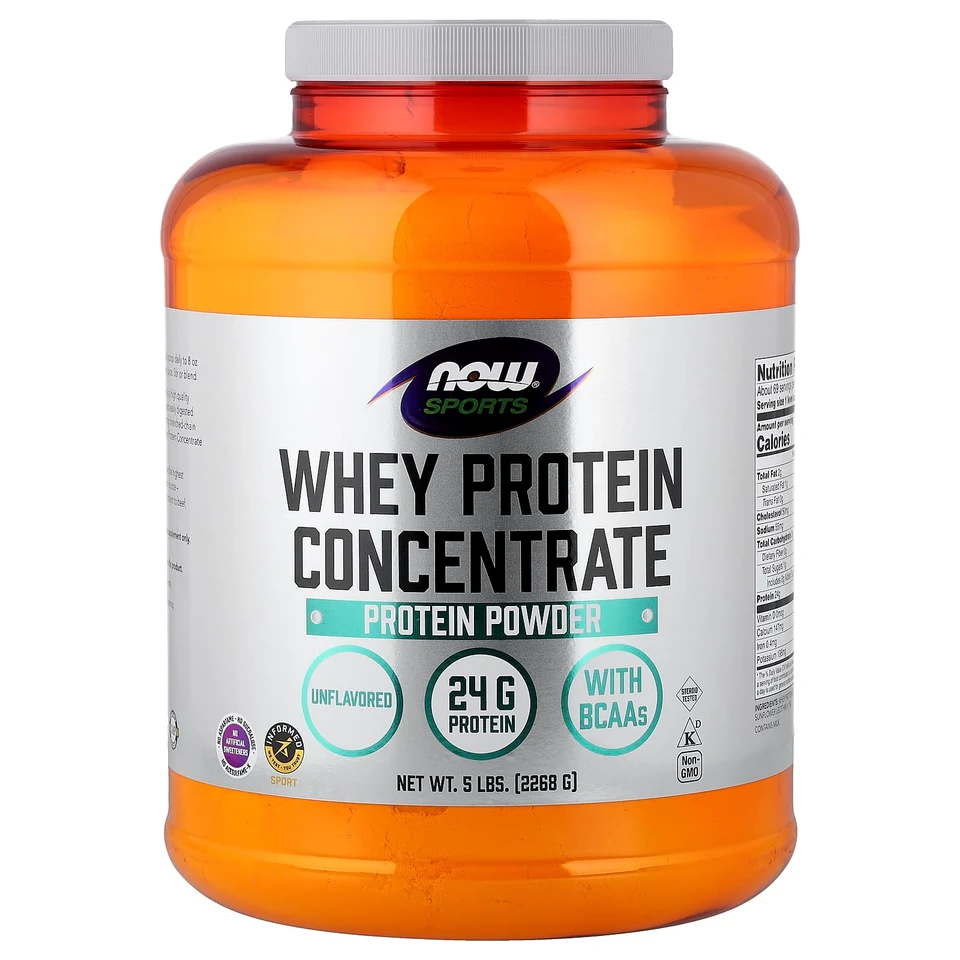 Протеиновый порошок NOW Foods Sports Whey Protein Concentrate, без вкусовых добавок, 2268 г