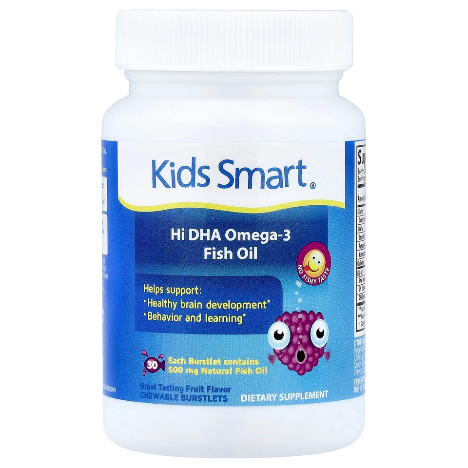 Рыбий жир Kids Smart® Hi DHA-Omega 3 Fruit, 30 Chewable Burstlets, масло