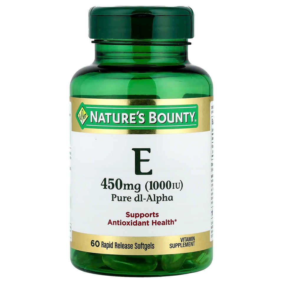 Витамин E Nature's Bounty Pure Dl-Alpha 60 Rapid Release, 1000 МЕ, 450 мг, мягкие капсулы
