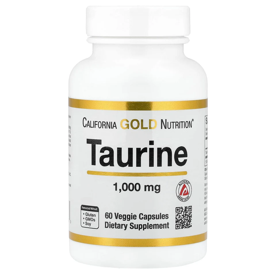Таурин California Gold Nutrition, 1000 мг, 60 растительных капсул