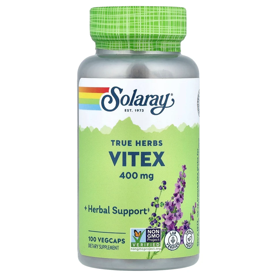 Витекс Solaray True Herbs, 400 мг, 100 растительных капсул