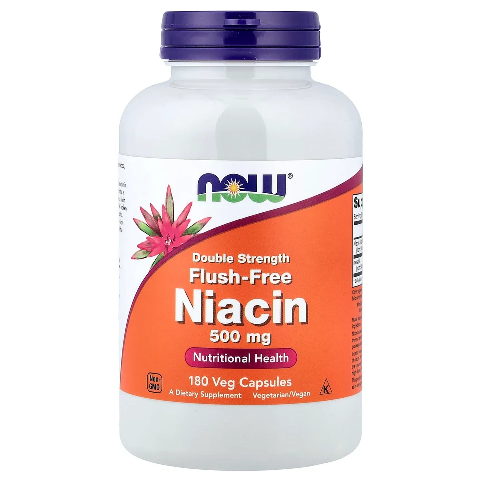 Ниацин NOW Foods, 500 мг, 180 растительных капсул