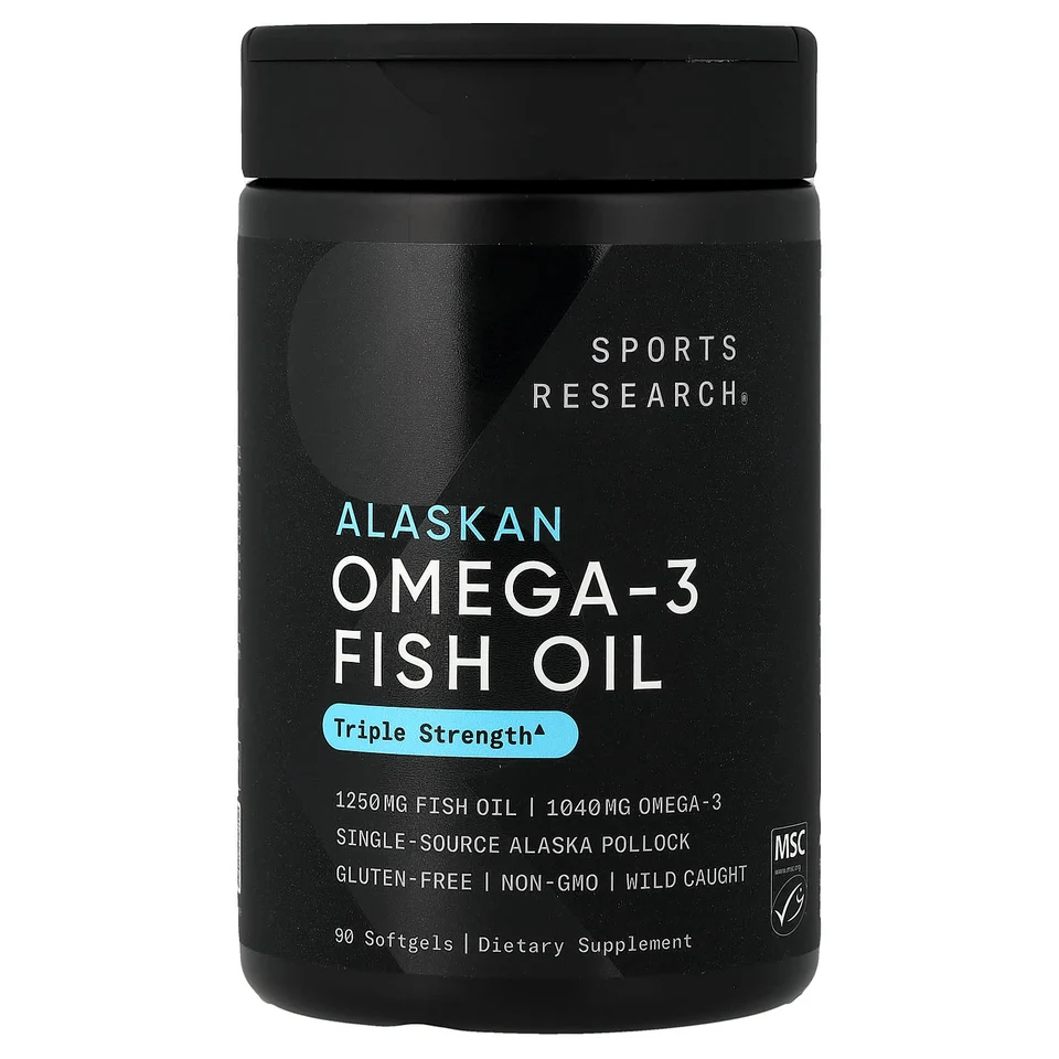 Рыбий жир Sports Research Alaskan Omega-3, 90 мягких капсул