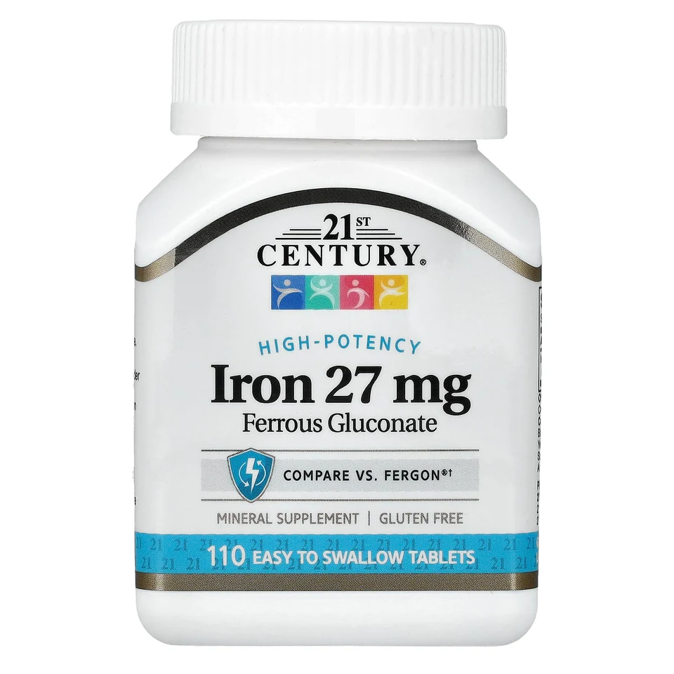 Железо 21st Century High-Potency 110 Easy to Swallow Tablets, 27 мг, таблетки