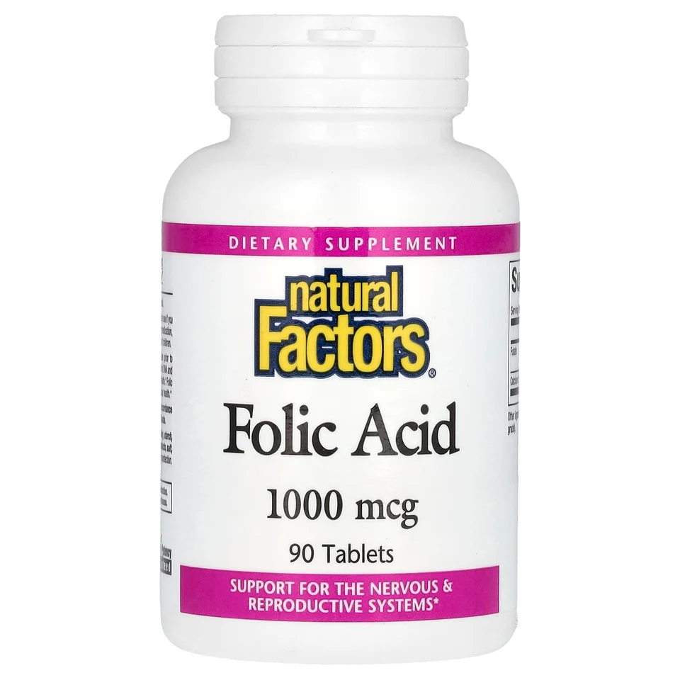 Фолиевая кислота Natural Factors, 1000 мкг, 90 таблеток