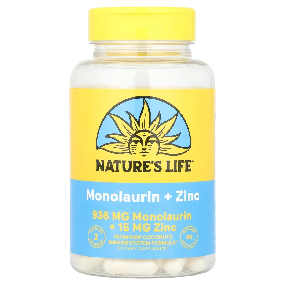 Цинк Nature's Life Monolaurin, 90 капсул
