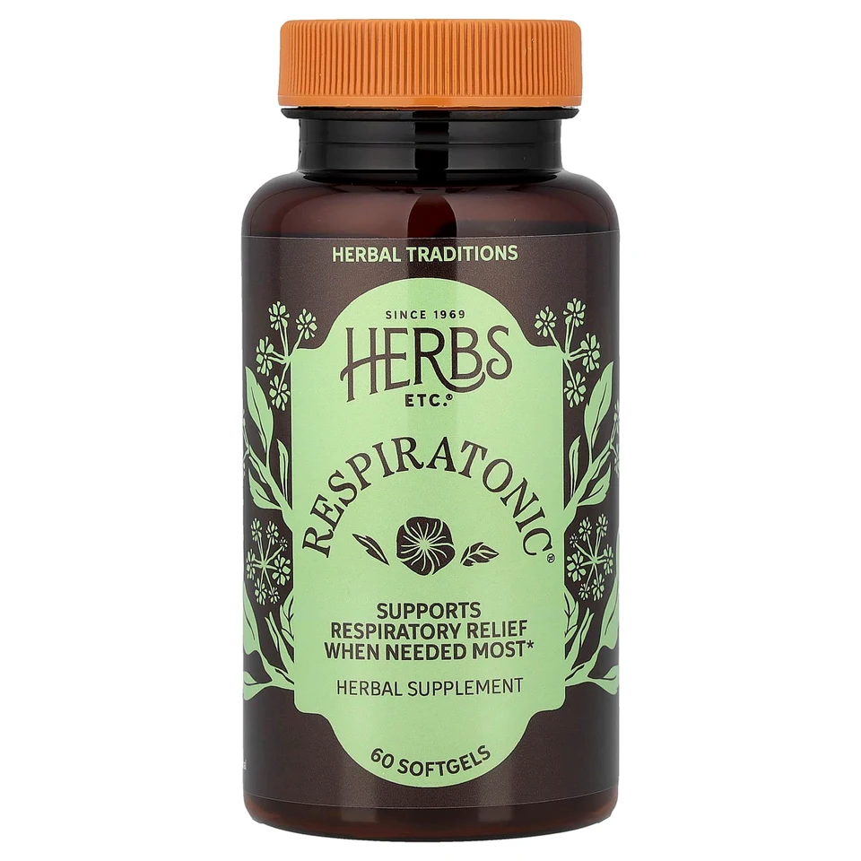 Респиратонник Herbs Etc., 60 мягких капсул (400 мг на капсулу)