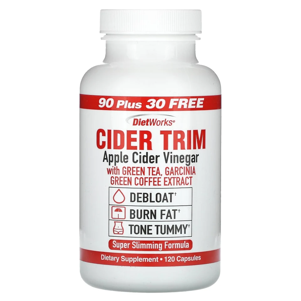 Яблочный уксус DietWorks Cider Trim, яблочный уксус, 120 капсул