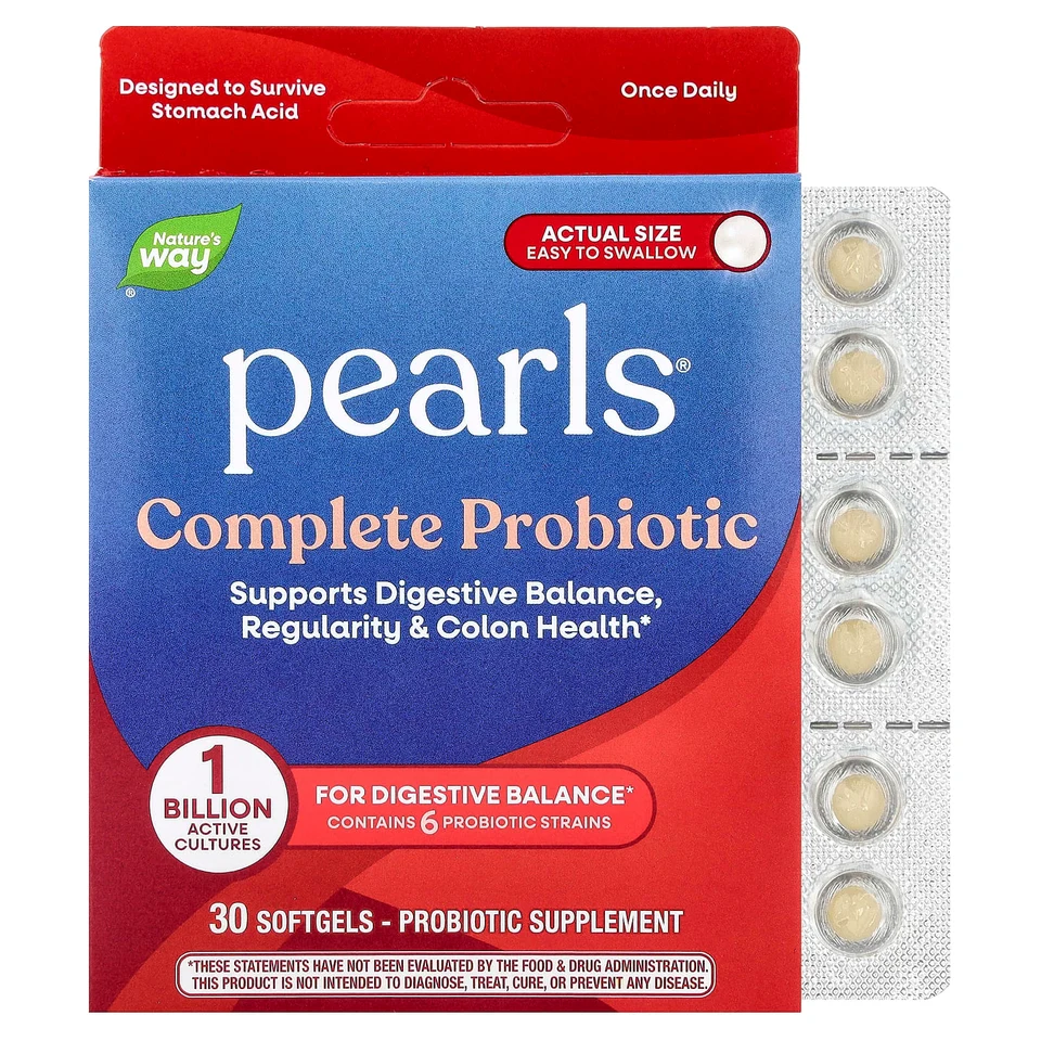 Пробиотик Nature's Way Pearls® Complete, 1 млрд КОЕ, 30 мягких капсул