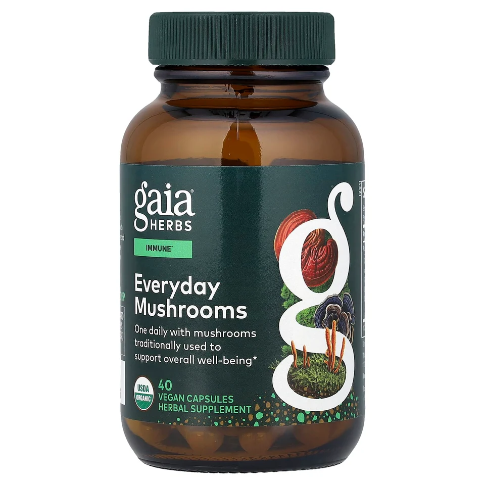 Грибной комплекс Gaia Herbs Everyday, 40 растительных капсул