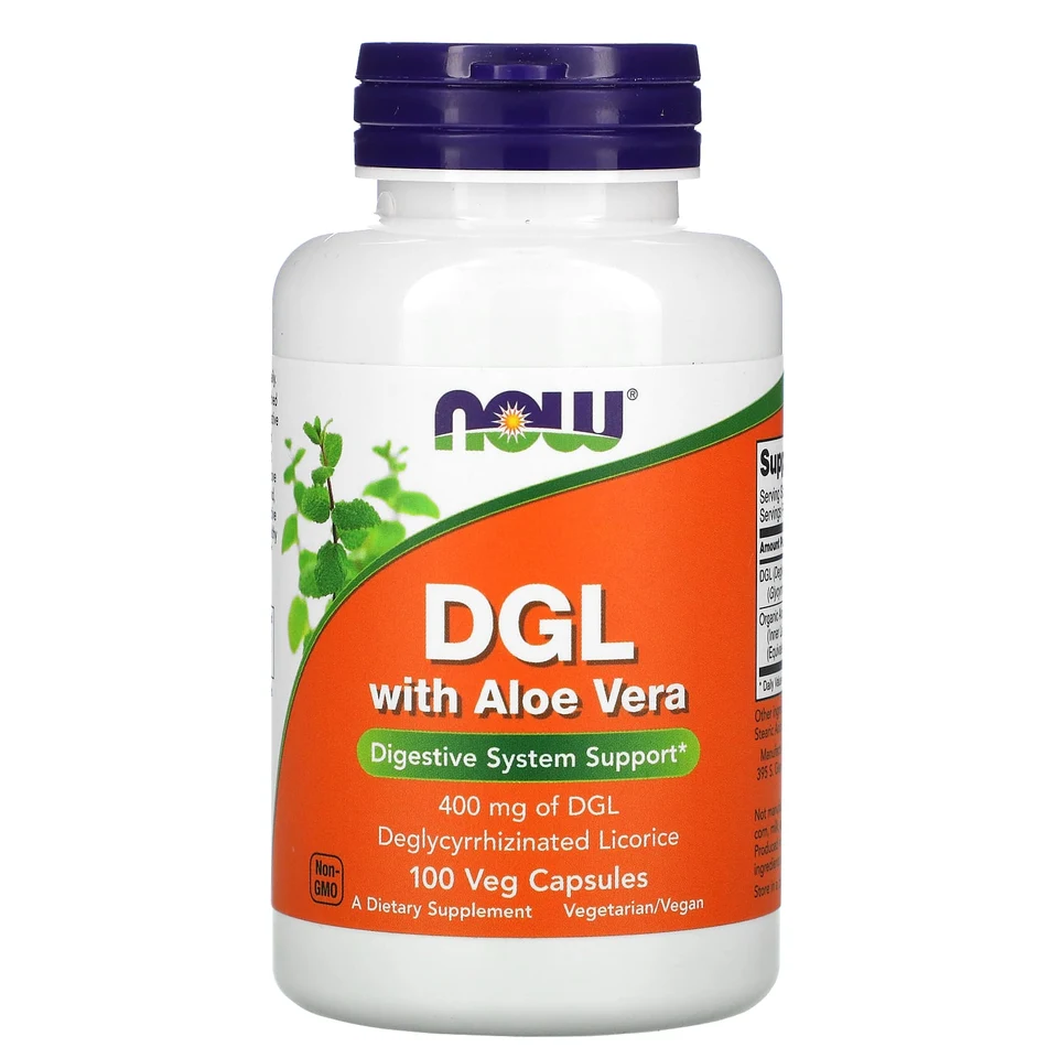 DGL NOW Foods with Aloe Vera, 400 мг, 100 растительных капсул