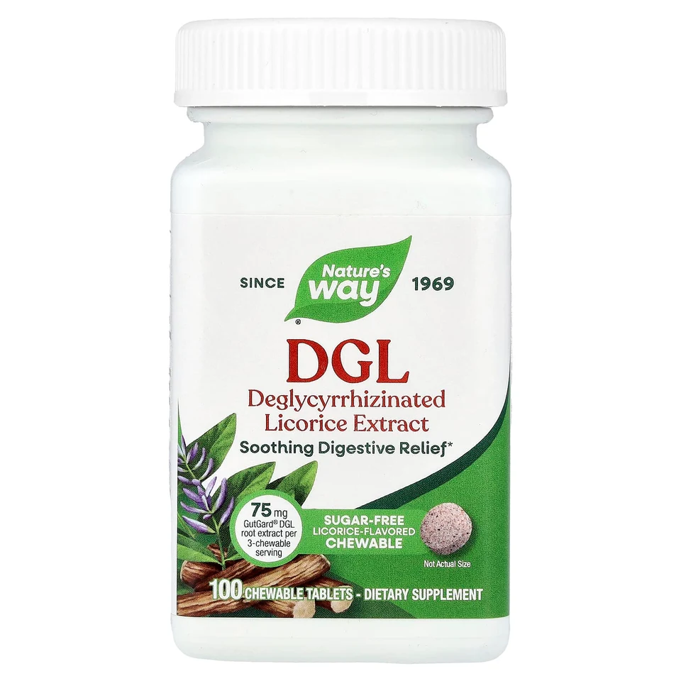 Солодка DGL Nature's Way, 100 жевательных таблеток