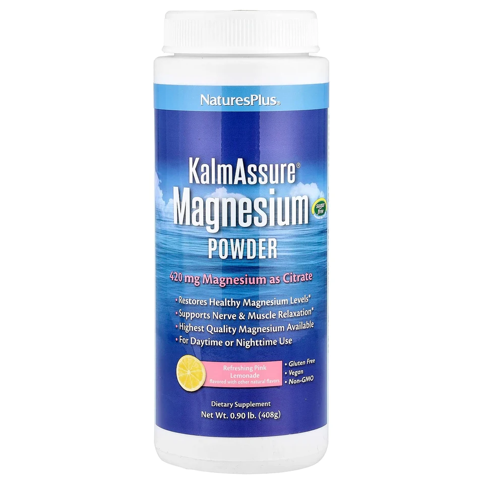 Магний NaturesPlus KalmAssure® Powder, Refreshing Pink Lemonade, 408 г, 0., порошок