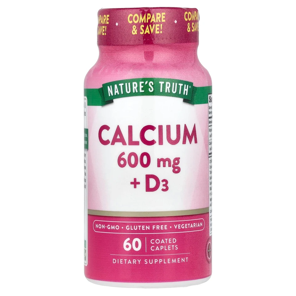 Кальций Nature's Truth D3, 60 каплет в оболочке