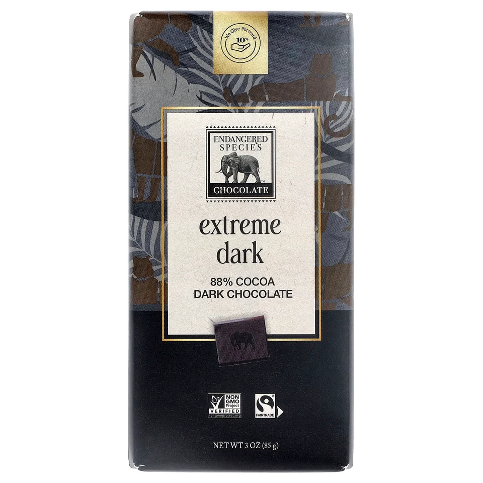 Темный шоколад Endangered Species Chocolate Extreme 88% Cocoa, 85 г