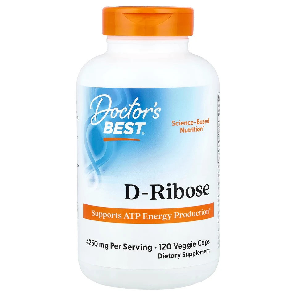 D-рибоза Doctor's Best D-Ribose, 850 мг, 120 растительных капсул