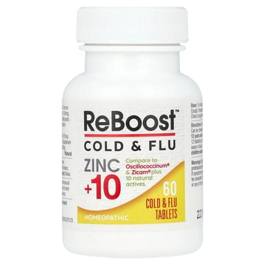 Цинк MediNatura T-Relief™ ReBoost™ +10 Max Cold & Flu Relief, 60 таблеток