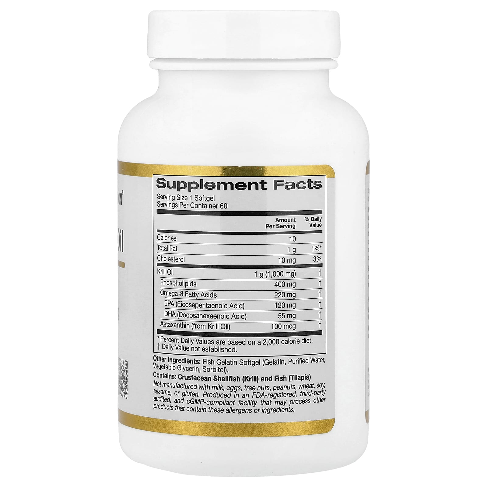 Масло криля California Gold Nutrition Premium with Superba2™, 1000 мг, 60 мягких капсул — фото 3