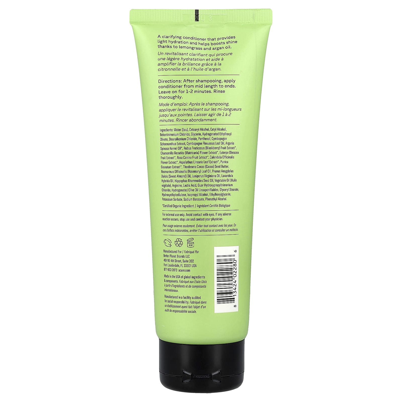 Кондиционер ACURE Curiously Clarifying, вкус Lemongrass & Argan, 236 мл — фото 2