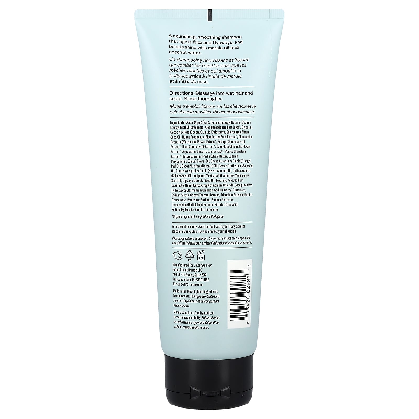 Шампунь ACURE Simply Smoothing, вкус Coconut Water & Marula Oil, 236 мл, масло — фото 2