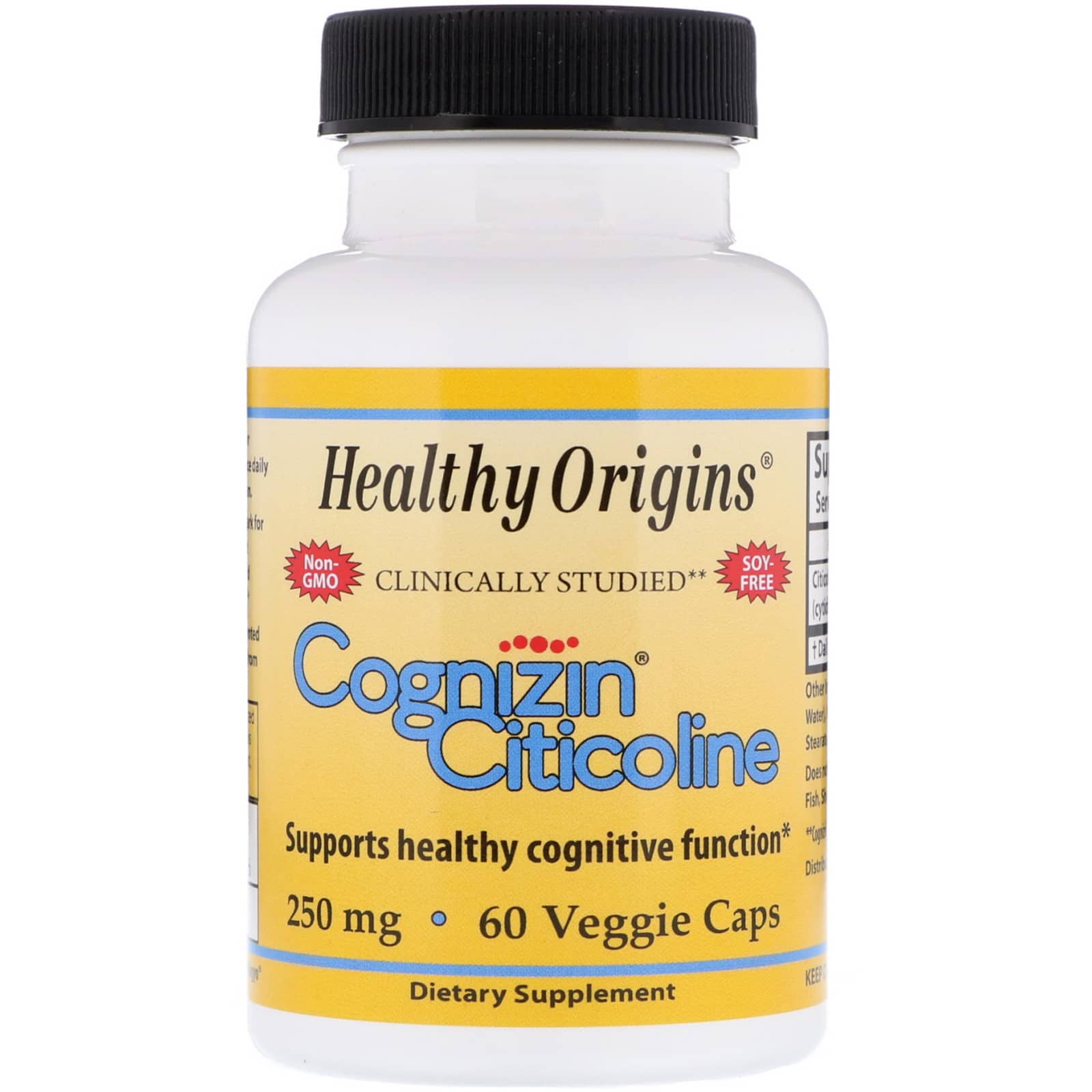 Цитиколин Healthy Origins Cognizin, 250 мг, 60 растительных капсул