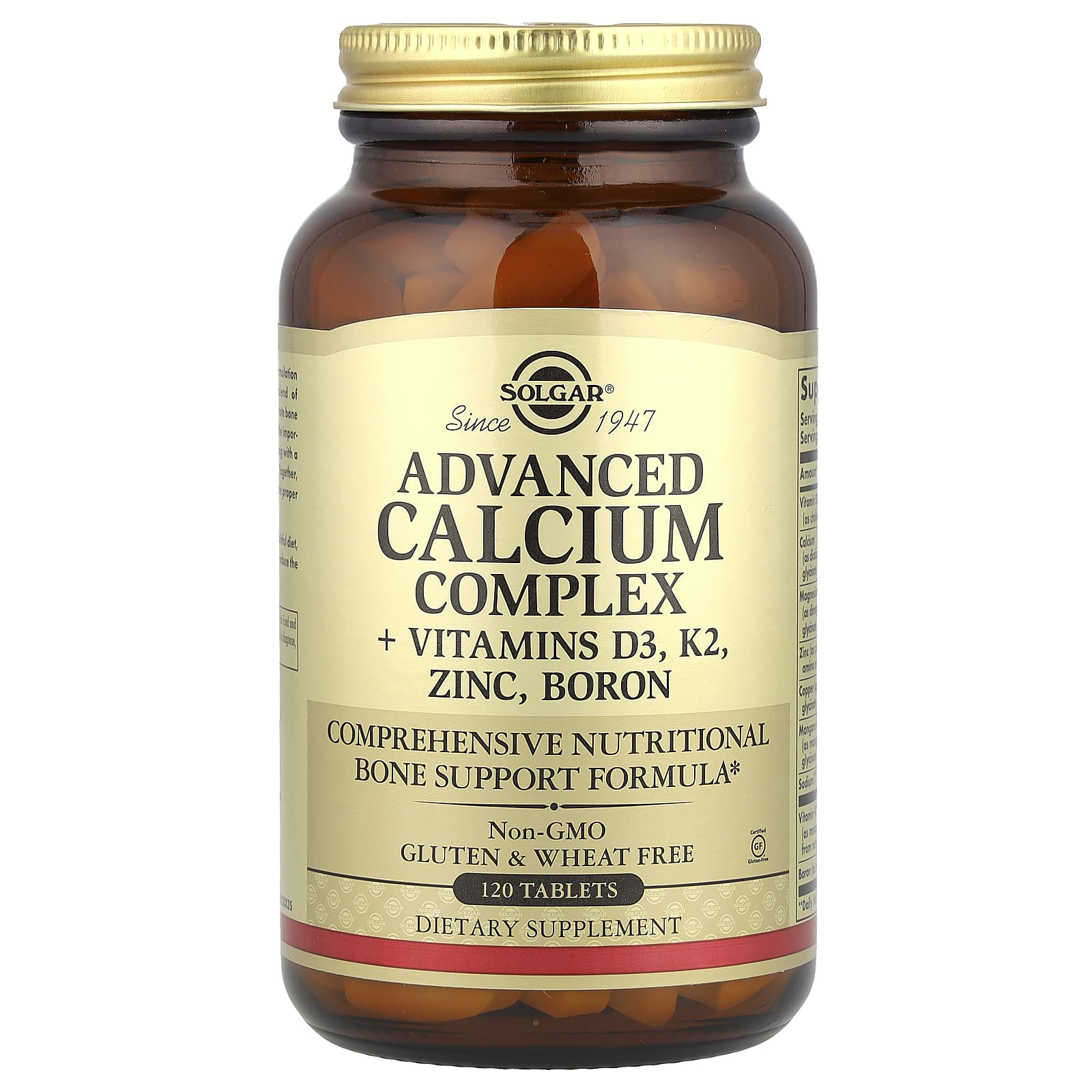 Витамины Solgar Advanced Calcium Complex D3 K2 Zinc, оттенок Boron, 120 таблеток