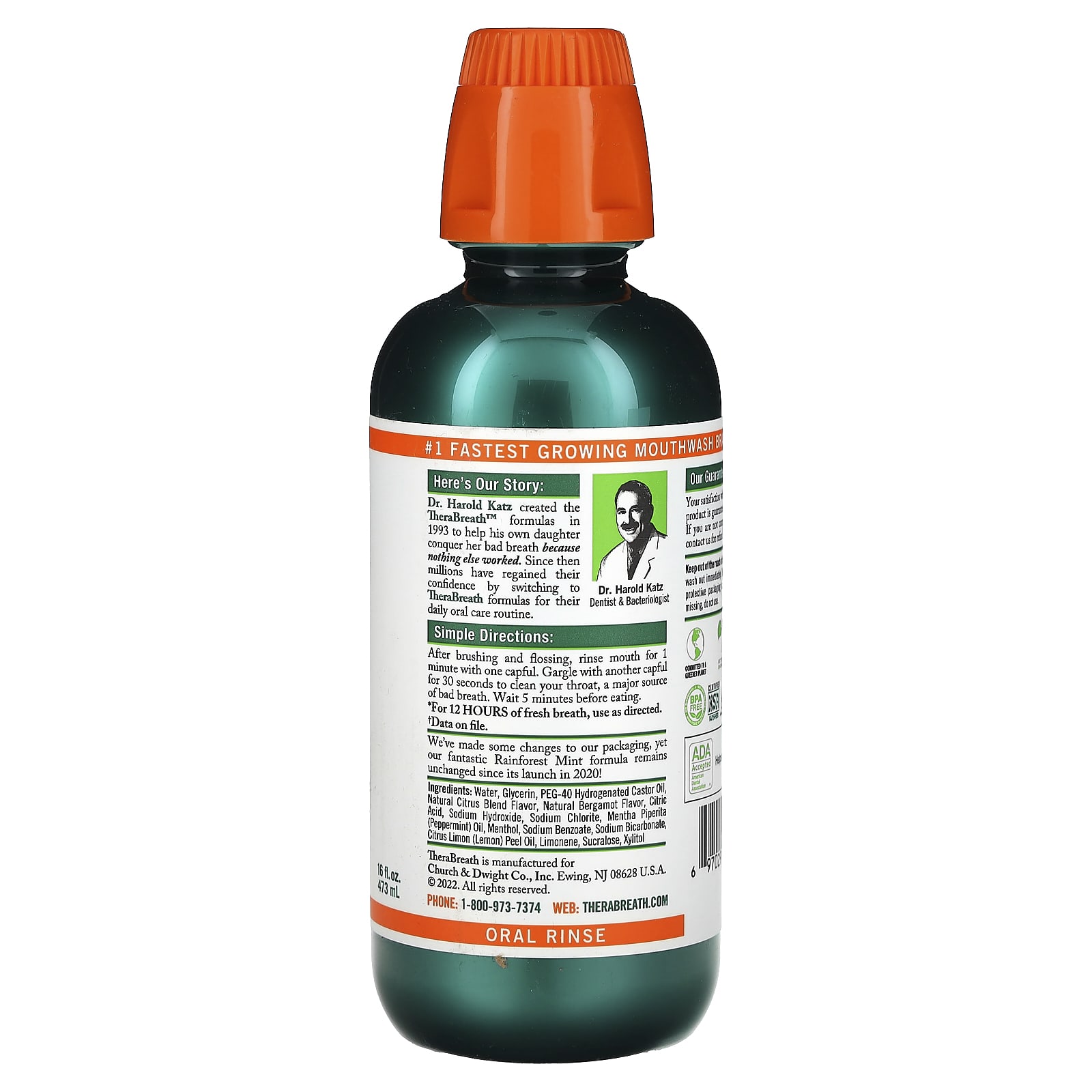 Полоскание для рта TheraBreath, 473 мл (16 fl oz), вкус тропической мяты — фото 2