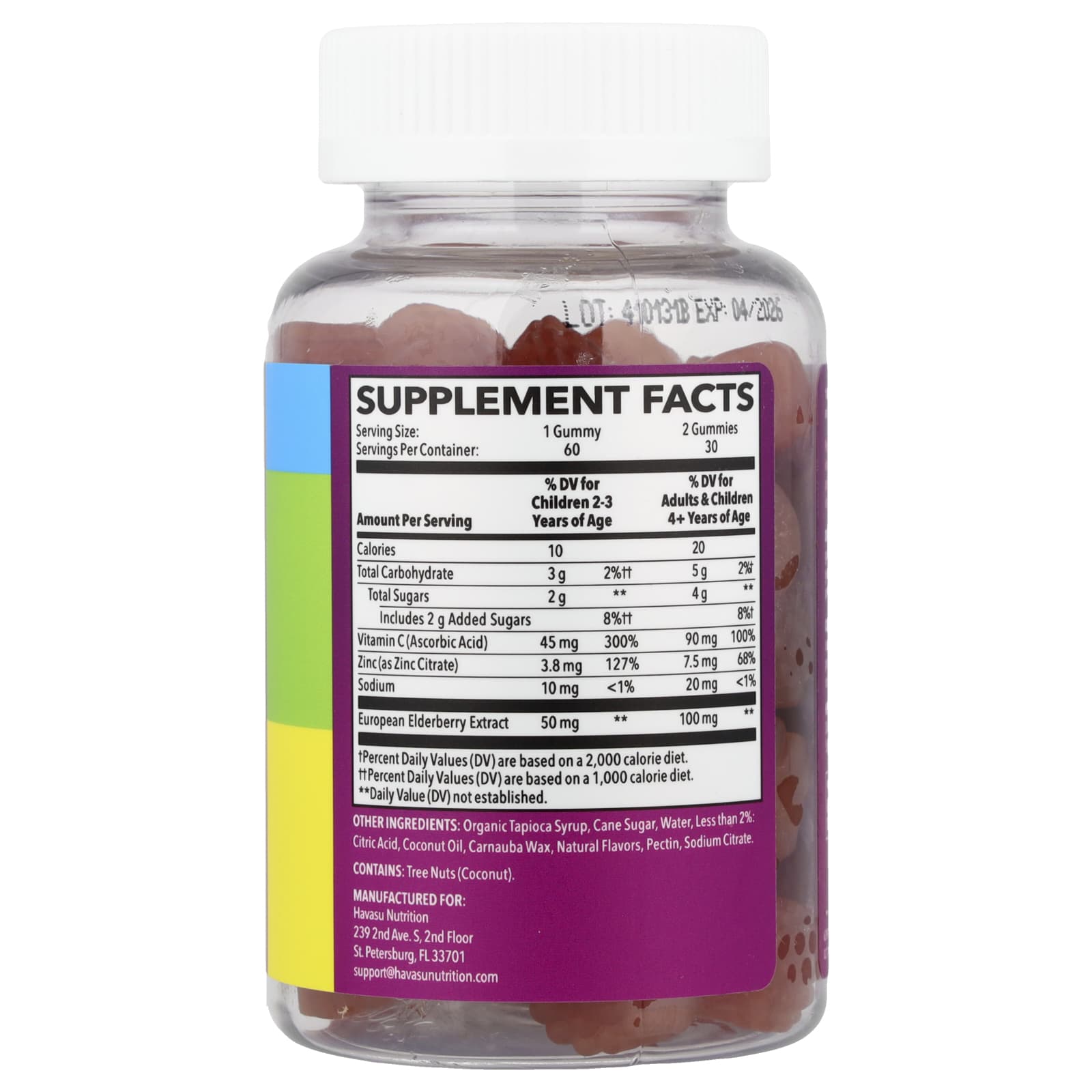 Бузина Havasu Nutrition Immune Gummies For Berry, 60 жевательных пастилок — фото 2