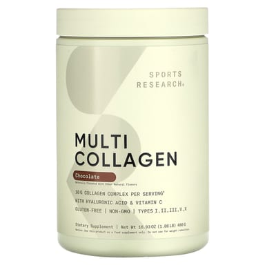 Шоколад Sports Research Multi Collagen, вкус Chocolate, 480 г, 1.