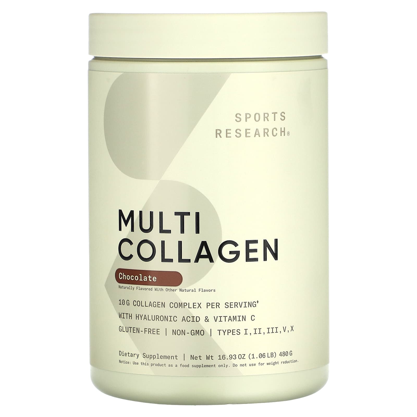 Шоколад Sports Research Multi Collagen, вкус Chocolate, 480 г, 1.