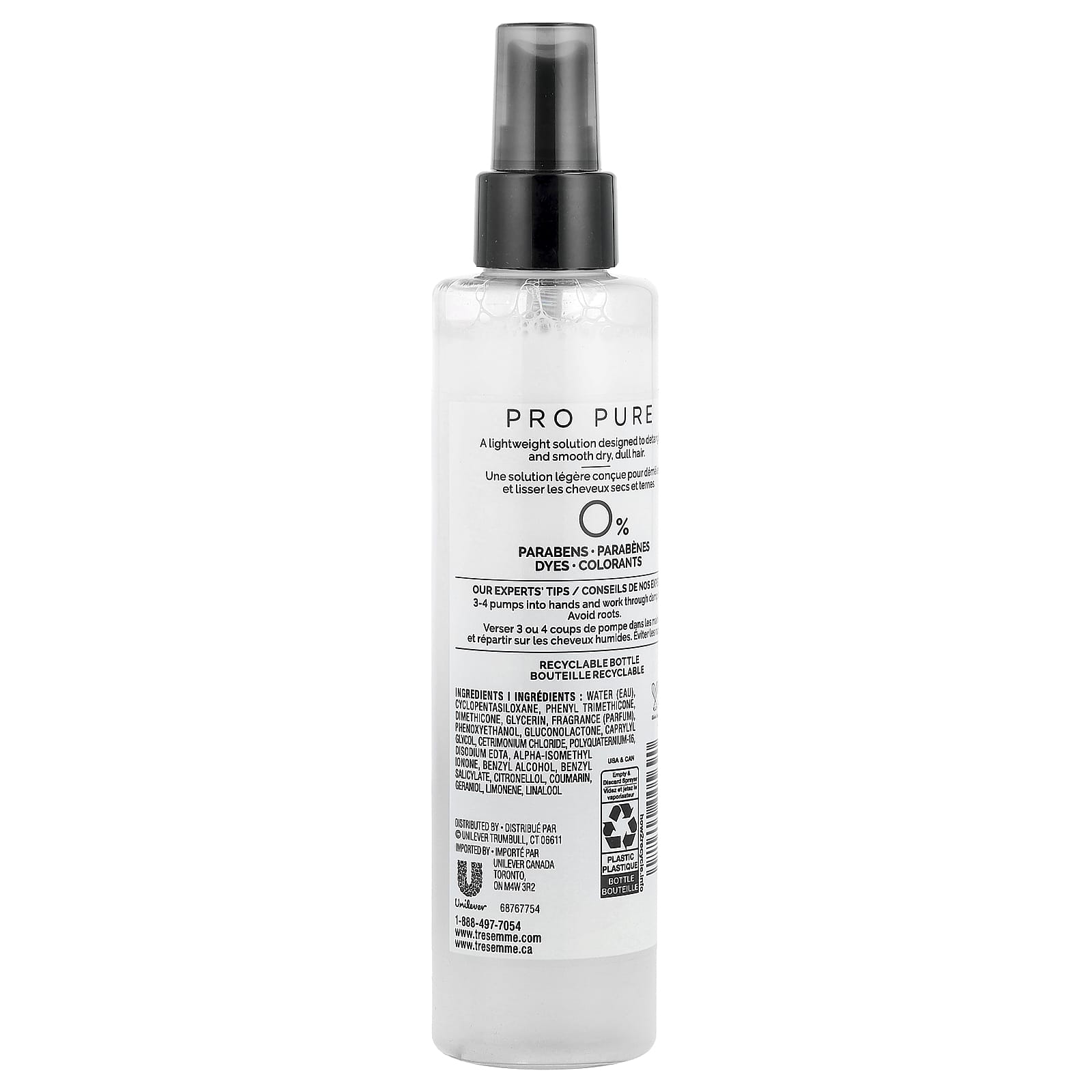 Несмываемый кондиционер TRESemmé Pro Pure Spray Detangle & Smooth, 180 мл, спрей — фото 2