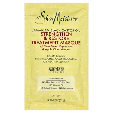 Фото товара: Восстанавливающая маска для волос SheaMoisture Jamaican Black Castor Oil Strengthen & Restore, 57 г, масло