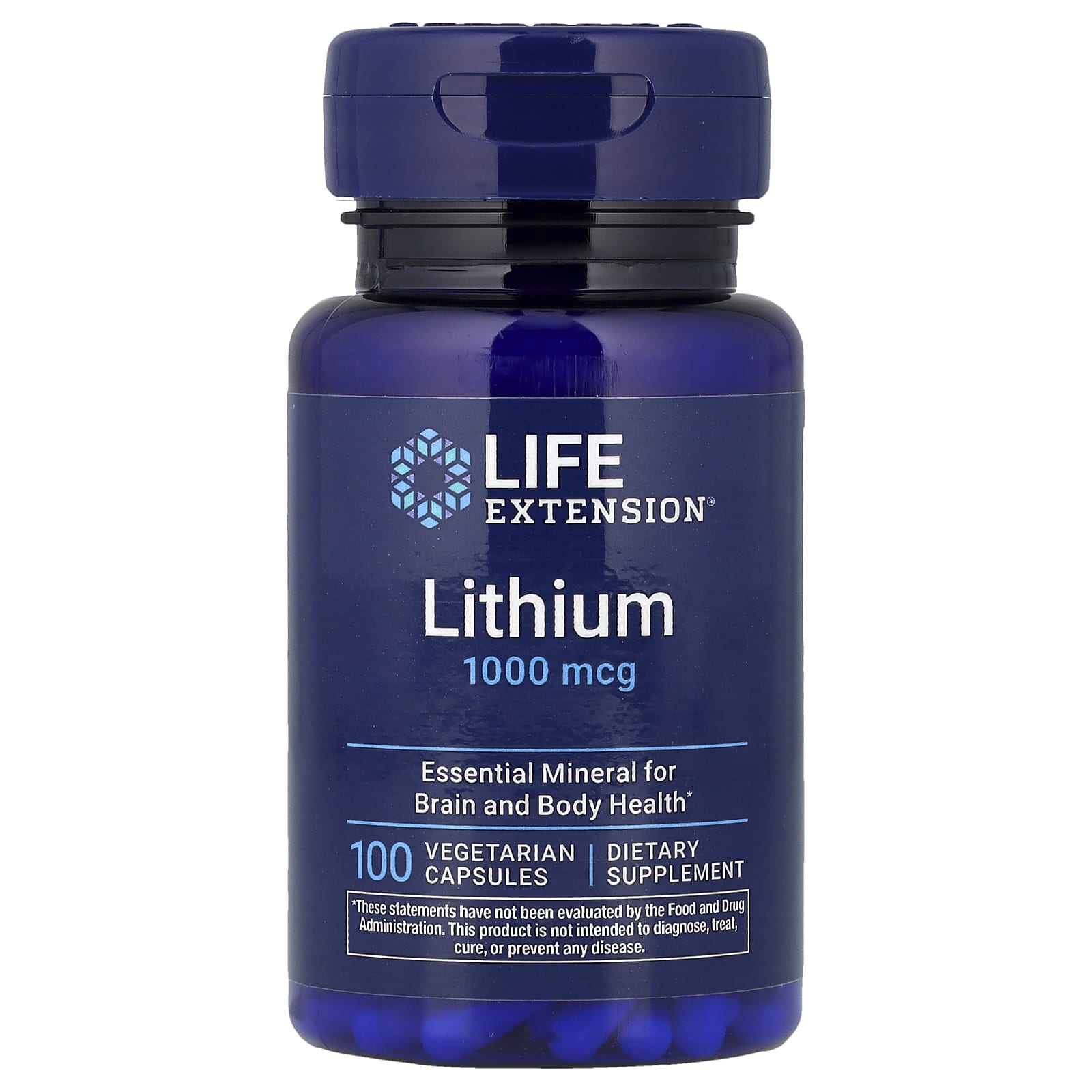 Литий Life Extension, 1,000 мкг, 100 вегетарианских капсул