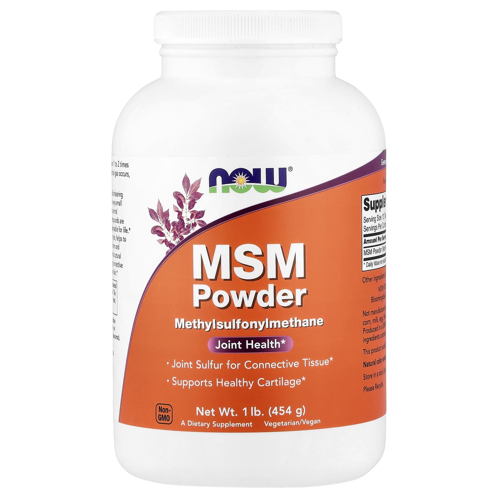 Порошок NOW Foods MSM, 454 г