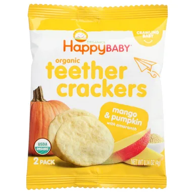 Фото товара: Крекеры Happy Family Organics Happy Baby® Organic Teether Mango & Pumpkin with Amaranth, 4 г, 12 пакетов