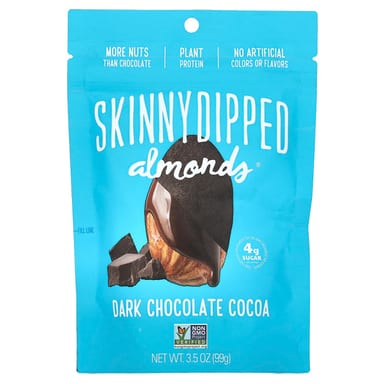 Темный шоколад SkinnyDipped, вкус Dark Chocolate Cocoa Almonds, 99 г
